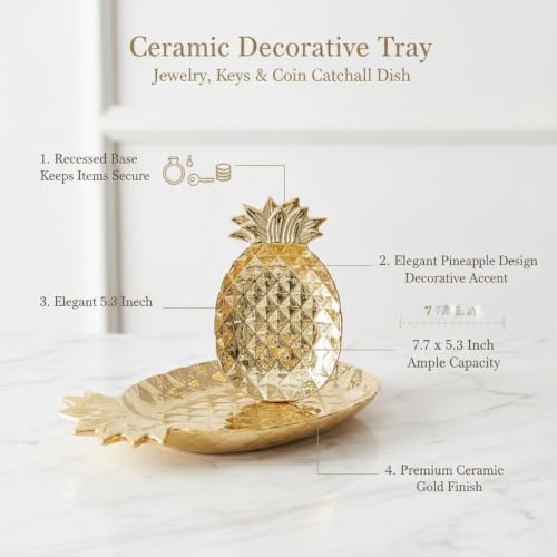 Multipurpose Ceramic Catchall Tray for Jewelry, Keys, and Snacks - 7.7 x 5.3 Inch Decorative Dish for Nightstand, Vanity, or Entryway (1 Piece) - Image 4