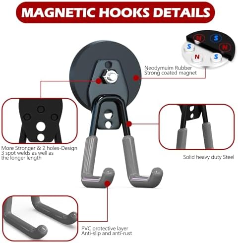 3-H Heavy Duty Magnetic Hooks, Large Magnet Hooks,4 Pack Gray - Image 3
