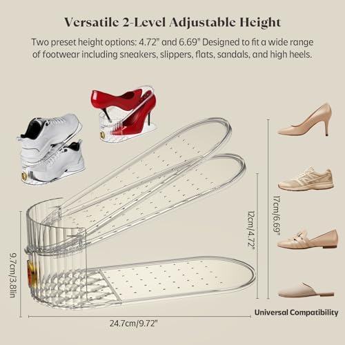 Clear 20 Pack Shoe Slot Organizer, Shoe Stacker Organizer Holders for A Pair of Shoes, Adjustable Thickening Double Layer 50% Shoe Space Saver Rack Storage for Closet (clear, 20 pack) - Image 3