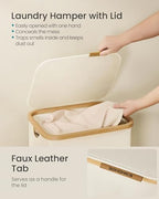 SONGMICS Laundry Hamper with Lid, 100L Laundry Basket, Bamboo Frame - Image 3