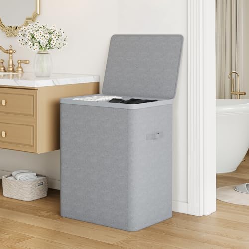 Double Laundry Hamper with Lid, 150L Large Laundry Basket 2 Compartments - Image 7