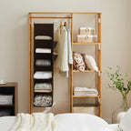 YOUDENOVA Hanging Closet Organizer and Storage, 6-Shelf, Brown | Breathable Fabric, Clothes Organizer with 2 Side Pockets, Hanging Shelves for Closet Storage, Dorm Room Essentials for Guys - Image 2