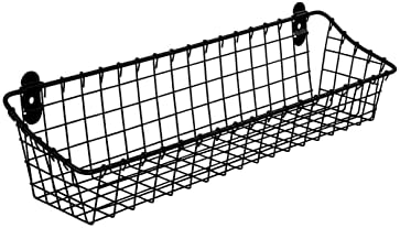 Spectrum Medium Wire Wall Basket Matte Black Rustic Wall Bin, Vintage Wire Basket Wall Mount Hanging Caddy for Kitchen Organization, Wall Mount Storage for Pantry Bathroom Kitchen by Unknown