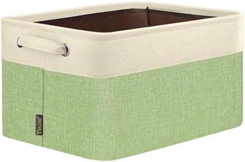 BALEINE 1 Pack Fabric Closet Storage Bins for Shelves, Linen Closet Organizers and Storage, Decorative Baskets for Organizing, Shelf, Clothes, Home, Office (Green, 15''x11''x9.5'') by BALEINE