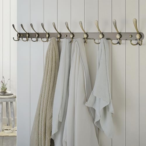 Dseap Coat Rack Wall Mount - 38” Long 10-Tri-Hooks Heavy Duty Coat Hanger Rail Wall Hooks for Hanging Coats Hats Clothing Clothes Purse Mudroom Entryway, Bronze - Image 6