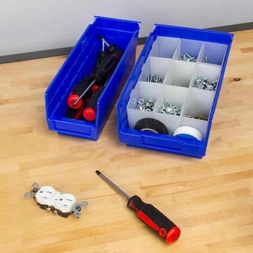 Akro-Mils 30120 Heavy Duty Plastic Shelf Bins, 12"x 4"x 4", Blue, 24-Pack - Image 6