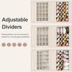 TOPIA HOME Shoe Organizer for Closet, Foldable Shoe Box with Adjustable Dividers and Clear Cover, Space Saving Shoe Storage Organizer Cabinet with Reinforced Handles, Fits 20 Pairs, Beige TP10Y - Image 2