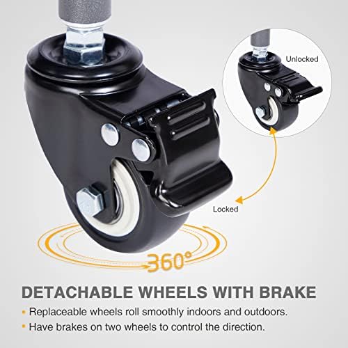 EVER ADVANCED Rolling Ball Storage Cart Lockable Wheels, 33x22.8in/45x25in Collapsible Garage Sports Equipment Organizer for Volleyball Basketball Tennis Toy Storage Multi-Sport Family Gym - Image 2