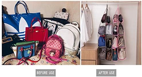 AARAINBOW 2 Packs Hanging Handbag Purse Organizer for Closet, Womens Purse Storage Organizers, Hand Bag Organizer Holder 8 Pockets Space Saving, 46 L x 13.8W (C-Gray Pink) - Image 4