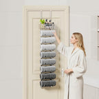 SWTYMIKI Hanging Towel Racks for Bathroom - 9 Tier Over the Door & Wall Mounted Bath Rolled Towel Storage Organizer Holder for Small Bathroom, RV, Camper (Polished Nickel, 9-Tier) - Image 5