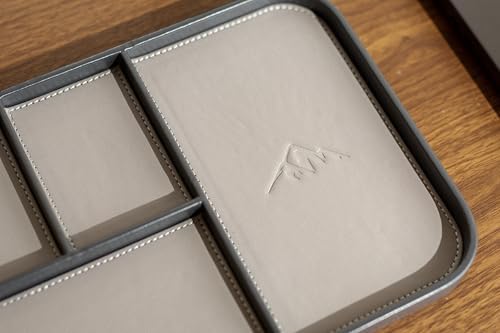 MUUJEE Leather Catchall Multitray (Design 2) - 11.65 x 7.75 x 0.8, Mountain Design Embossed Minimalist Wallet Tray for Men, Thoughtful Husband Gift, Desk EDC Organizer for Watch Keys Glasses, Gray - Image 6
