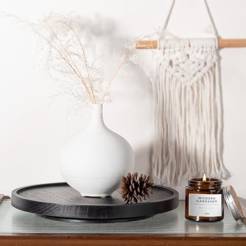 Wood Lazy Susan Turntable Kitchen Decor Round Table Tray, 11" Black - Image 5