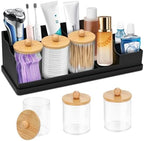 Bathroom Counter Organizer, Black Silicone Toothbrush Holders for Bathrooms Organizer Countertop with 3PCS Qtip Holder, Toothbrush and Toothpaste Holder for Bathroom Organization Storage Vanity by MSBRCH