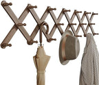 OROPY Accordion Wall Hanger with 20 Pegs, Expandable Wooden Coat & Hat Rack by OROPY