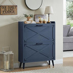 Barnyatoh Farmhouse Shoe Storage Cabinet with 2 Flip Drawers & Barn Door by Barnyatoh