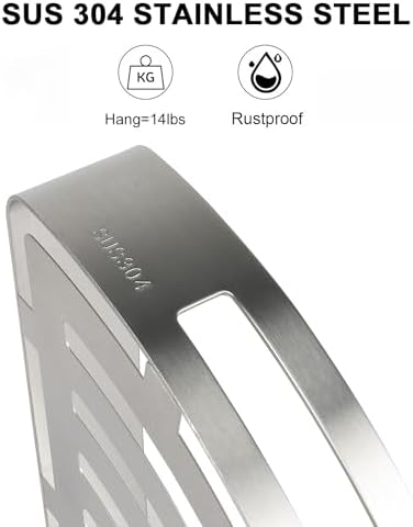 NearMoon Bathroom Shower Caddy 2 Pack, 304 Stainless Steel Shower Organizer with 2 Hooks, No Drill (Corner Shelf, Brushed Nickel) - Image 4
