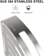 NearMoon Bathroom Shower Caddy 2 Pack, 304 Stainless Steel Shower Organizer with 2 Hooks, No Drill (Corner Shelf, Brushed Nickel) - Image 4