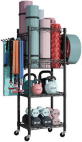 FUTASSI Home Gym Storage, 3 Tiers Workout Equipment Organizer with Wheels for Yoga Mats, Foam Roller, Dumbbells, Kettlebells, and Resistance Bands by FUTASSI