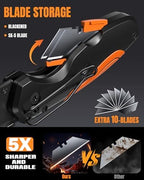 【4-in-1】 Multitool Folding Utility Knife Box Cutter, Navajas para Trabajo, Quick-Change Knife, 【Belt Clip】【Blade Storage】, Gifts for Fathers Dad Papa, Extra 10 SK5 Blades Included - Image 4