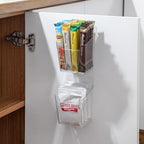 Clear Cabinet Door Organizer Bathroom, 4 Pack Hanging Makeup Storage Brush Holder, Adhesive Storage Bin Versatile Vertical Wall Mount Caddy for Pantry Office Kids' Room Small Items Organization - Image 2