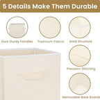 Criusia Storage Cubes, 11 Inch Clothes Storage Bins with Dual Handles (10 Pack), Fabric Collapsible Storage Bins for Shelves Closet, Cubby Organizer Bins for Clothing Toys Blanket Magazines (Beige) - Image 4