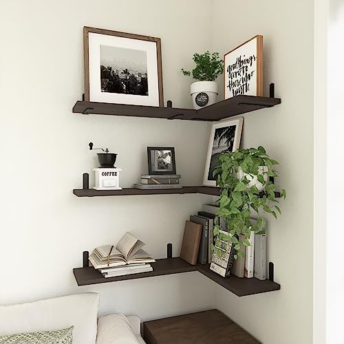 WOPITUES Floating Shelves Set of 6 for Wall Decor & Storage, Dark Brown - Image 5