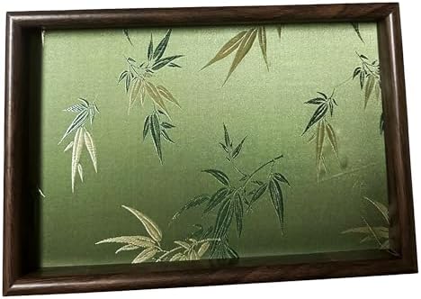 Bamboo Embroidered Decorative Tray Wooden Catchall Tray for Dresser, Nightstand, Entryway Table, Jewelry, Keys and Small Items by Unknown