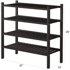 ROMGUAR CRAFT 4 Tier (Thick) Bamboo Shoe Rack for Closet Free Standing Wood Shoe Shelf for Entryway Small Space Stackable 27"x12"x28" (Black Brown) - Image 3
