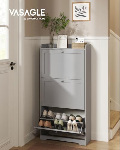 VASAGLE Shoe Storage Cabinet with 3 Flip Drawers, Slim, Holds 12‑20 Pairs - Image 2