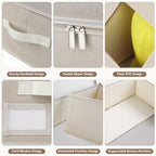 Hat Storage for Baseball Caps-Holds Up to 24 Caps, Hat Organizer for Closet Stackable Hat Box with Cardboard, Dustproof Baseball Cap Organizer with 2 Handles for Home Travel (Beige, 1 Pack) - Image 6