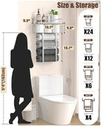 Towel Racks for Bathroom Wall Mounted - Bath Wall Towel Holder Set Above Toilet Storage, Rolled Towel Shelf Organizer for Small Bathroom, Wood Vertical Towel Rack for Bathroom Wall Decor Silver - Image 6