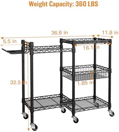 FUTASSI Home Gym Storage, 3 Tiers Workout Equipment Organizer with Wheels for Yoga Mats, Foam Roller, Dumbbells, Kettlebells, and Resistance Bands - Image 5