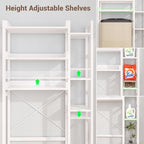 Besiost Over The Toilet Storage, 7 Tier Bathroom Organizer with Reversible Side Shelf and 2 Fabric Drawers, Adjustable Freestanding Rack Space Saver for Small Spaces, White - Image 6