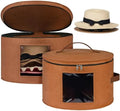 Lifewit Round Cowboy Hat Box for 7 Caps, 37L Hat Organizer Bag,Brown,2 Pack by Lifewit