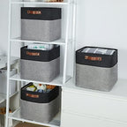 Temary Storage Baskets 12x12 Fabric Cube Storage Bins, 4 Pack Large Baskets with Handles, Baskets for Organizing Towels, Blankets, Collapsible Storage Basket (Black&Gray) - Image 5