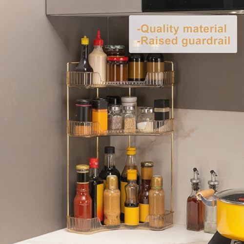 INVSSENE Corner Bathroom Countertop Organizer, Vanity Organizer Trays for Counter, Makeup Organizers, Perfume Tray, Skincare Shelf Storage Gifts for Women Girl Student (Yellow, 3 Tiers) - Image 5