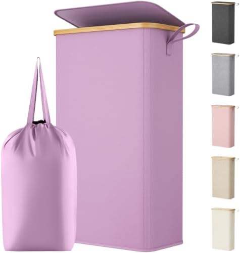 Lifewit 65L Slim Laundry Hamper with Lid and Removable Bag, Purple by Lifewit