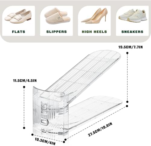 FENRUNXU Shoe Slots Organizer for Closet,30 Pack Shoe Stacker Shoes Rack Organizer for Closet Space Saver Storage Shoe Holder Organization(Transparent) - Image 2