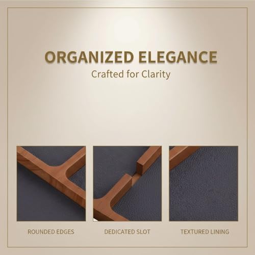 Wooden Catchall Tray Desk Organizer, 4-Section Wooden Valet Tray for Living Room Entryway, Nightstand Organizer for Phone Glasses Earbuds, 12.2 X 8.3 X 1.6 in - Image 2