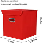 Closet Organizers Fabric Storage Bins With Lids Collapsible Cube Storage Organizer Basket With Handles,Storage Boxes for Clothes Storage,Office,Laundry,Shelves,6 Pack,（Red） - Image 2