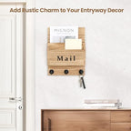 Mail and Key Holder, Wall Key Holder with 2 Mail Organizer Slot and 3 Hooks - Image 5