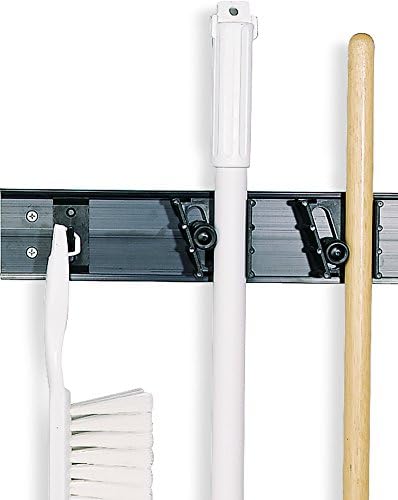Carlisle FoodService Products Roll 'N Grip Plastic Broom Holder Wall Mount, Bathroom Organizer, Kitchen Organizer with Quick Release for Kitchen, Restaurant, Home, 1.75 Inches, Black, (Pack of 12) - Image 3