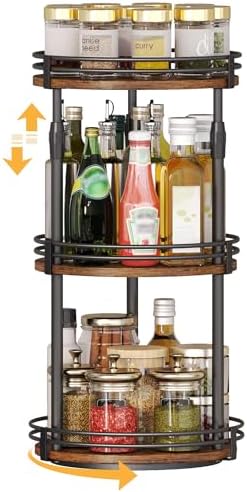 Across-Star Lazy-Susan-Organizer-Spice-Rack, 3-Tier Rotating Spice Organizer For Cabinet Pantry, Seasoning Holder Shelf With Adjustable Height, Kitchen Counter Shelf Countertop Organzier by Acorss-Star