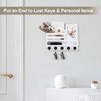 Key and Mail Holder Wall Mount, Key Hanger with Long Storage Box and 5 Hooks for Coat, Dog Leash, Home Decor Rack, House Accessories, Entry Way Organizer 11.8”W x 7.8”H x 3.2”D - Image 3