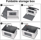 Univivi [4-Pack Fabric Storage Boxes Collapsible Storage Bins with Lids and Handles Cube Organizer Basket for Home, Closet, Bedroom (Gray, 14.4''x10''x8.3'') - Image 6