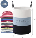 Laundry Basket Hamper Tall Rope Storage Woven for Blanket toys Dirty Clothes in Living Room Bathroom Bedroom (Gradient Blue, 100L/26.4Gal) - Image 4