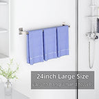 Bathroom Towel Bar, 24 Inch Towel Racks for Bathroom Wall Mounted, Heavy Duty Bath Hand Towel Holder Organizer, Modern Home Decor Towel Rod Bathroom Hardware Accessories, Brushed Silver - Image 5