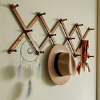 SKOLOO Hat Rack for Wall with 14 Hooks, Solid Wooden, Modern, Expandable Coat Rack Wall Mount for Coats, Hats, Bags, Baseball Caps, Walnut Color - Image 5