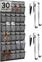 Kotkn Over the Door Shoe Organizer with 30 Breathable Mesh Pockets - Large Capacity Closet Storage for Men & Women, Hanging Shoe Rack Organizer (Gray) by Unknown