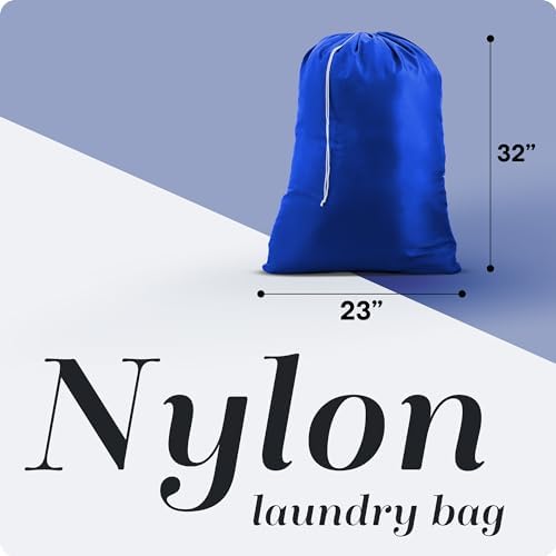 Nylon Laundry Bag - Locking Drawstring Closure and Machine Washable. These Bags will Fit a Laundry Basket or Hamper and Strong Enough to Carry up to Three Loads of Clothes. (Royal Blue) - Image 2